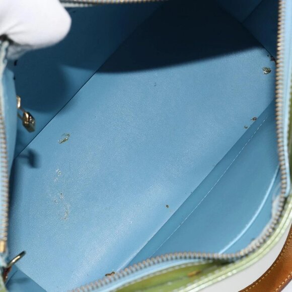 LOUIS VUITTON Monogram Vernis Houston Hand Bag Baby Blue M91005 LV Auth gh1056 - Picture 10 of 16